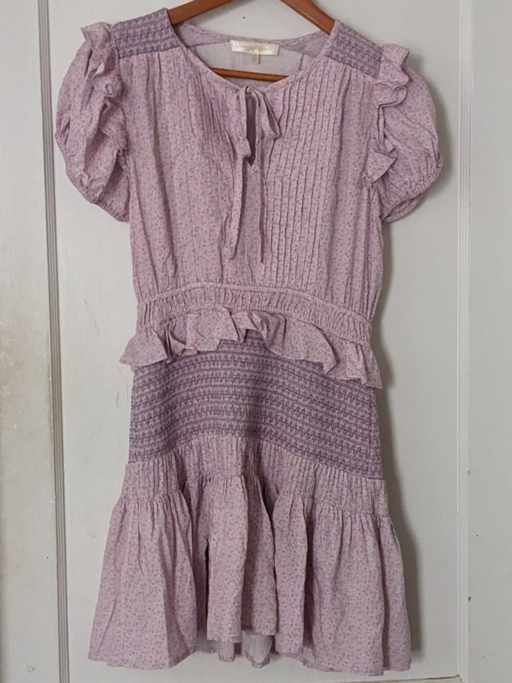 LoveShackFancy Toto Mini Dress Lavender Floral Smocked Size S - Picture 4 of 10